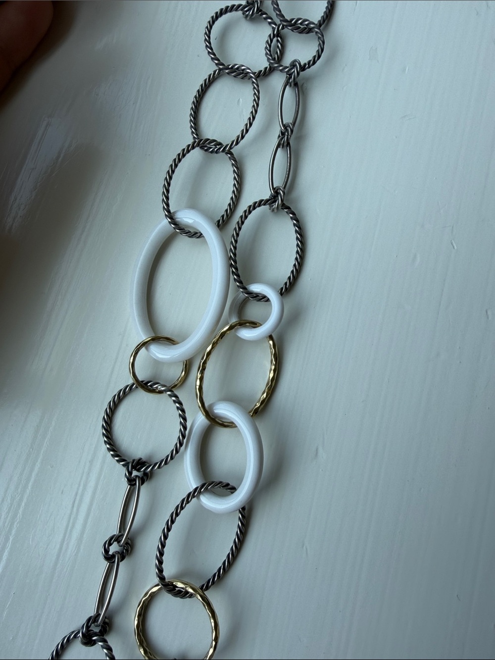 DAVID YURMAN Long cable oval Link Necklace with White Accents - Picture 3 of 6